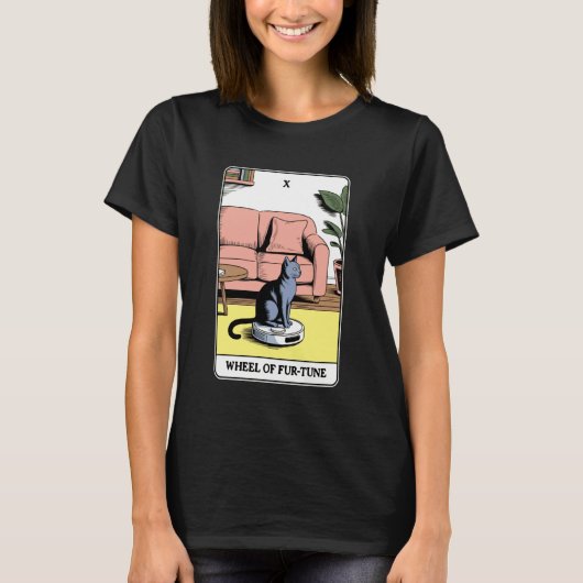 毛並みの輪のタロットカード 猫 ロボット掃除機 クリーン Tシャツ (正面)