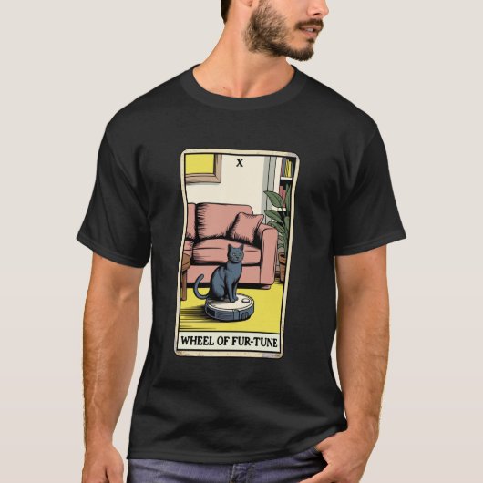 毛並みの輪のタロットカード 猫 ロボット掃除機 クリーン Tシャツ (正面)