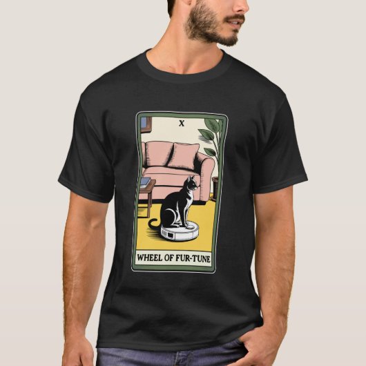 毛並みの輪のタロットカード 猫 ロボット掃除機 クリーン Tシャツ (正面)