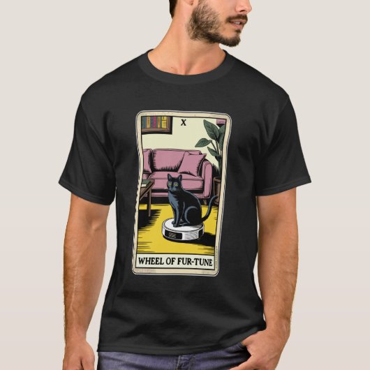 毛並みの輪のタロットカード 猫 ロボット掃除機 クリーン Tシャツ (正面)