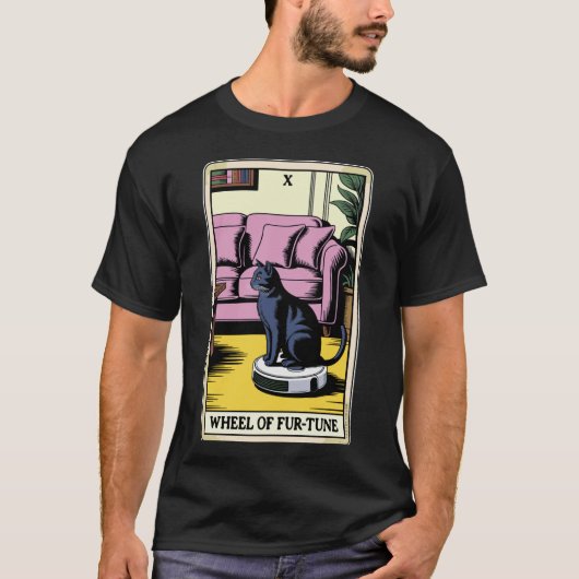 毛並みの輪のタロットカード 猫 ロボット掃除機 クリーン Tシャツ (正面)