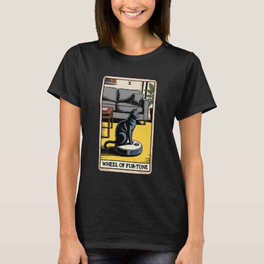 毛並みの輪のタロットカード 猫 ロボット掃除機 クリーン Tシャツ (正面)