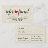 毛及びメーキャップアーティストのアイボリーのグリッターのサロンの紹介 紹介カード (正面/裏面)