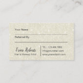 毛及びメーキャップアーティストのアイボリーのグリッターのサロンの紹介 紹介カード (裏面)