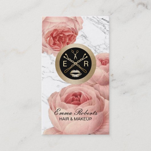 毛及び化粧のサロンのヴィンテージの花柄のアポイントメント 予約カード (正面)