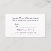 毛及び化粧の粋な紫色の美容院 予約カード (裏面)