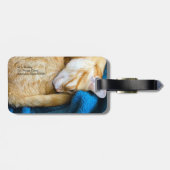 毛布でカールしたオレンジ色の猫 ラゲッジタグ (裏面横)