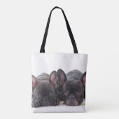 毛布で寄添っているフレンチ・ブルドッグ トートバッグ (裏面)