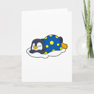 毛布で寝るペンギン カード