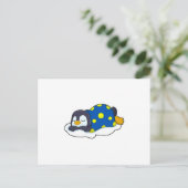 毛布で寝るペンギン ポストカード (スタンド正面)