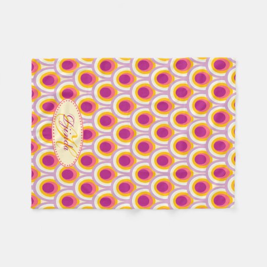 毛布という名前の孔雀の羽の楕円形のパターンのピンク フリースブランケット (正面(横))