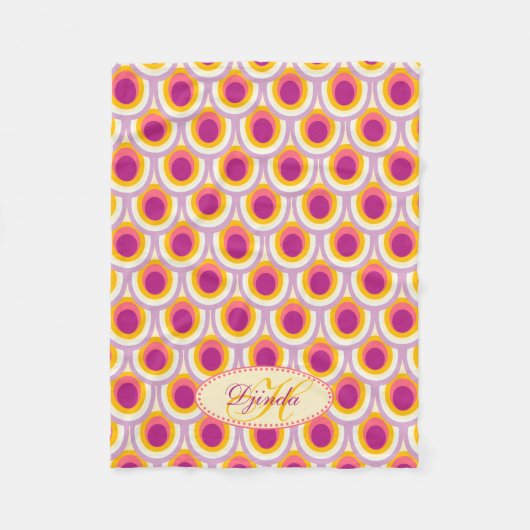 毛布という名前の孔雀の羽の楕円形のパターンのピンク フリースブランケット (正面)