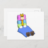 毛布と枕で寝るキリン ポストカード (正面/裏面)