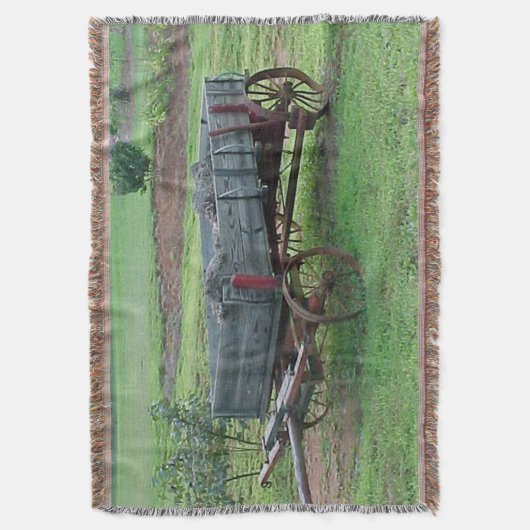 毛布に乗った古い田舎馬車 スローブランケット (正面縦)