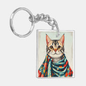 毛布に入った猫 キーホルダー (正面左)