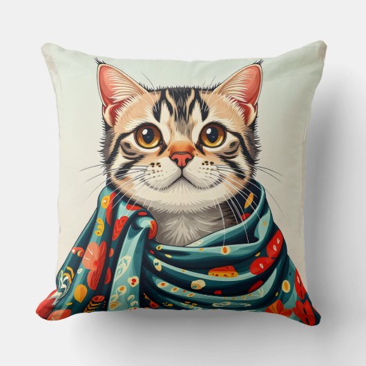 毛布に入った猫 クッション (正面)