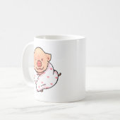 毛布に包まれたかわいい子ぶた コーヒーマグカップ (正面左)