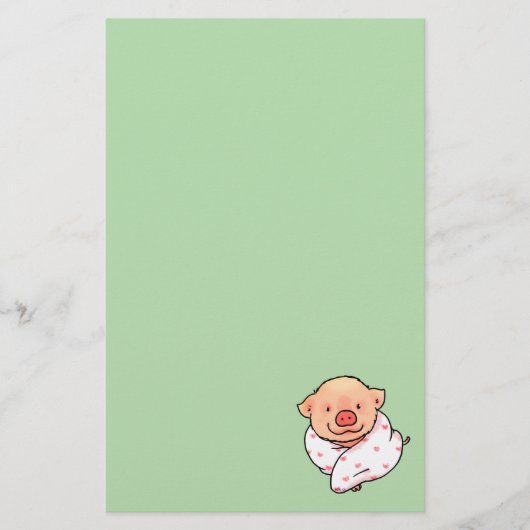 毛布に包まれたかわいい子ぶた 便箋 (正面)