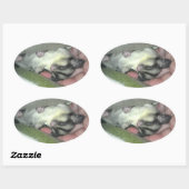 毛布に眠る砂糖滑空機 楕円形シール (シート)