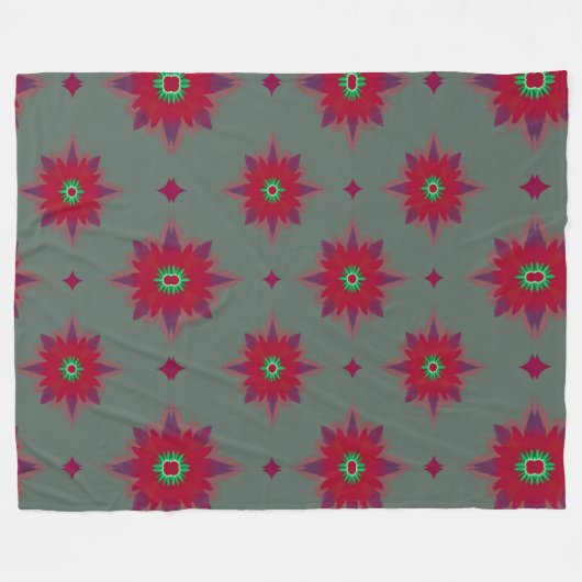 毛布のかわいいシームレス中継フローラデザイン フリースブランケット (正面(横))