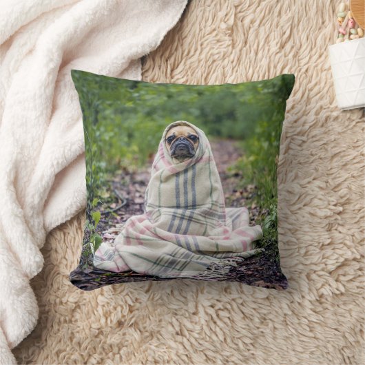 毛布のパグ クッション (ブランケット)