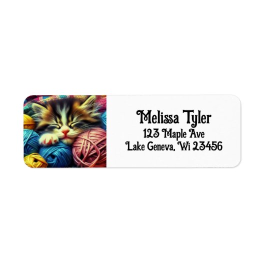 毛布の下で寝るかわいい子パーソナライズされた猫 ラベル (正面)