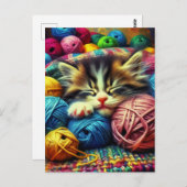 毛布の下で寝るかわいい子猫 ポストカード (正面/裏面)