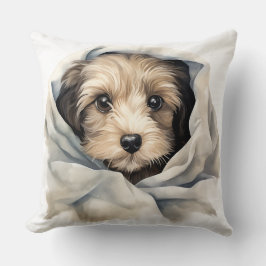 毛布の下にかわいい毛むくじゃらのタンパピー クッション