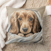 毛布の下の可愛い長髪のダチュンド子犬 クッション (ブランケット)