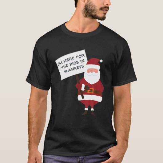 毛布の中の豚のクリスマス Tシャツ (正面)