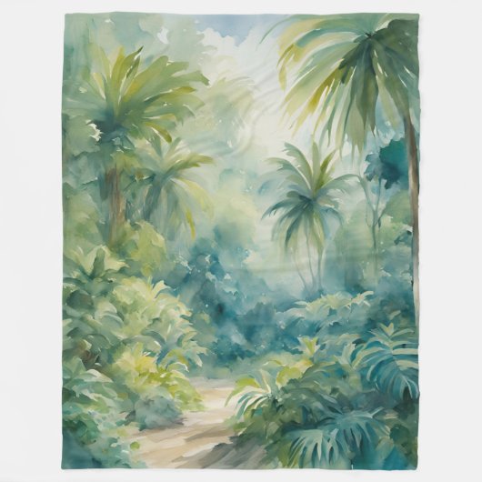 毛布の熱帯離れの植物ヤシの木 フリースブランケット (正面)