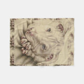 毛布の白いピットブルのスケッチ フリースブランケット (正面(横))