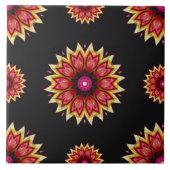 毛布の花（黒） タイル (正面)