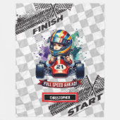 毛布はっきりしたスポーツカー運転リトルボーイ フリースブランケット (正面)