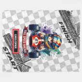 毛布はっきりしたスポーツカー運転リトルボーイ フリースブランケット (正面(横))