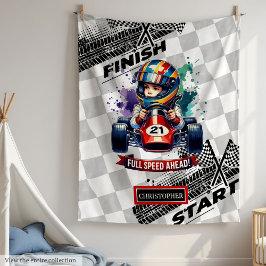 毛布はっきりしたスポーツカー運転リトルボーイ フリースブランケット