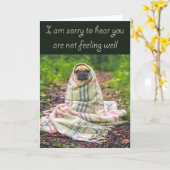 毛布をかぶって、体調が悪いと聞いて申し訳なく存じます。 カード (黄色い花)