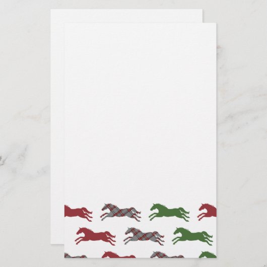 毛布クリスマス付きのホリデーホースフォール 便箋 (正面/裏面)