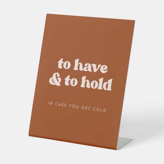 毛布スタイリッシュを持って保持するオレンジ結婚色 台座サイン (正面)