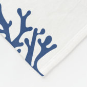 毛布ネイビーブルーシーシェルパターン フリースブランケット (角)