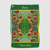 毛布フラワーデイジー水彩パーソナライズされた ゴルフタオル (正面)