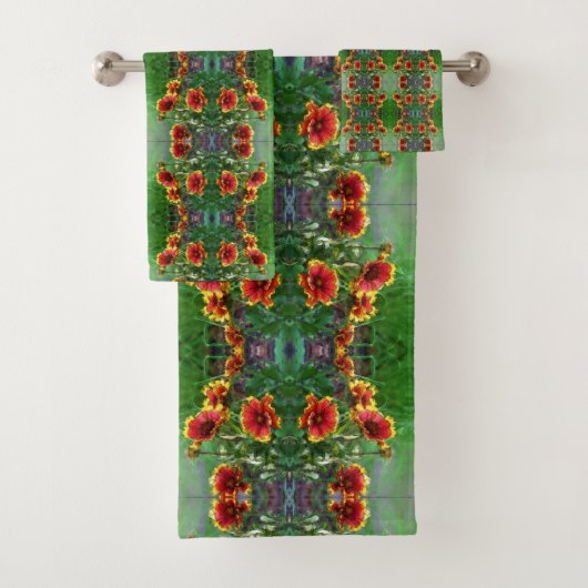 毛布フラワーデイジー水彩抽象芸術 バスタオルセット (インサイチュ)