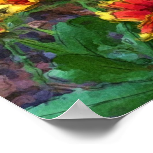 毛布フラワーデイジー水彩 ポスター (角)