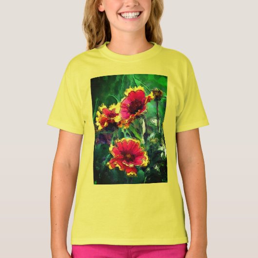 毛布フラワーデイジー水彩 Tシャツ (正面)