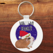 毛布モルモットのクリスマスおもしろいの豚 キーホルダー (正面)
