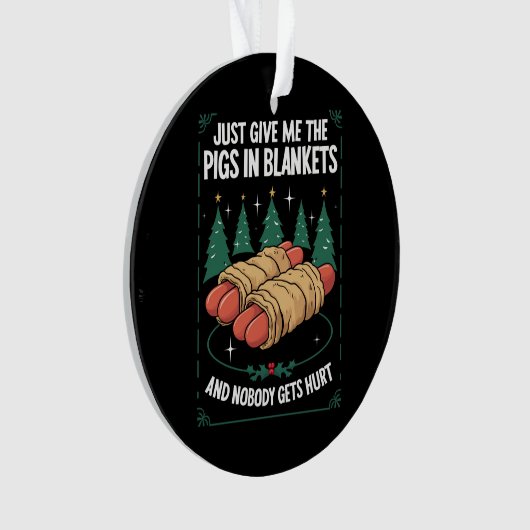 毛布与えで豚がクリスマス笑わされるパーティー オーナメント (正面)
