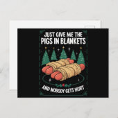 毛布与えで豚がクリスマス笑わされるパーティー シーズンポストカード (正面/裏面)