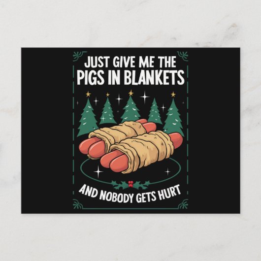毛布与えで豚がクリスマス笑わされるパーティー シーズンポストカード (正面)