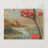 毛布絵画の横に寝そべっている犬 インビテーションポストカード (正面)