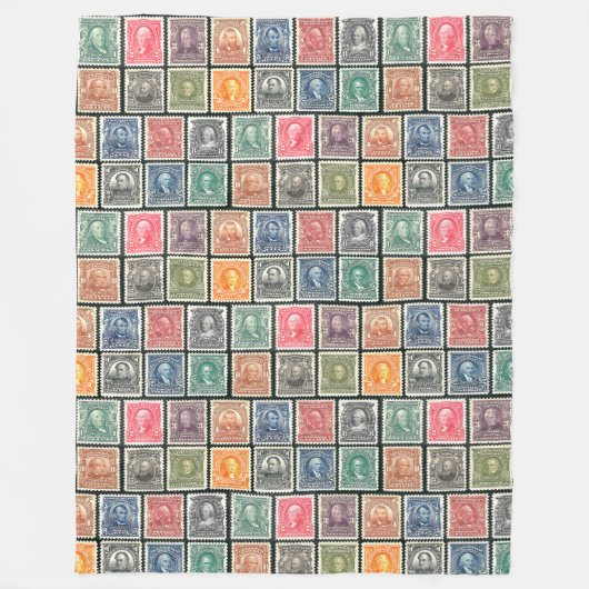 毛布-ヴィンテージのスタンプのデザイン- c. 1902のスタンプ フリースブランケット (正面)